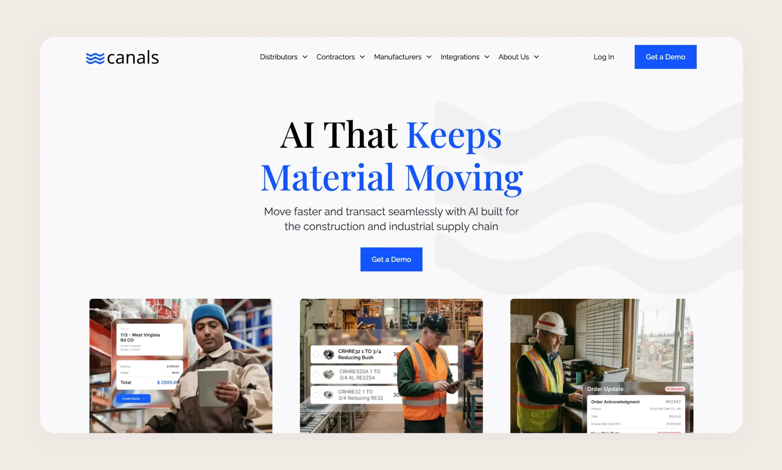 Canals AI operating platform for wholesale distribution order entry and workflows