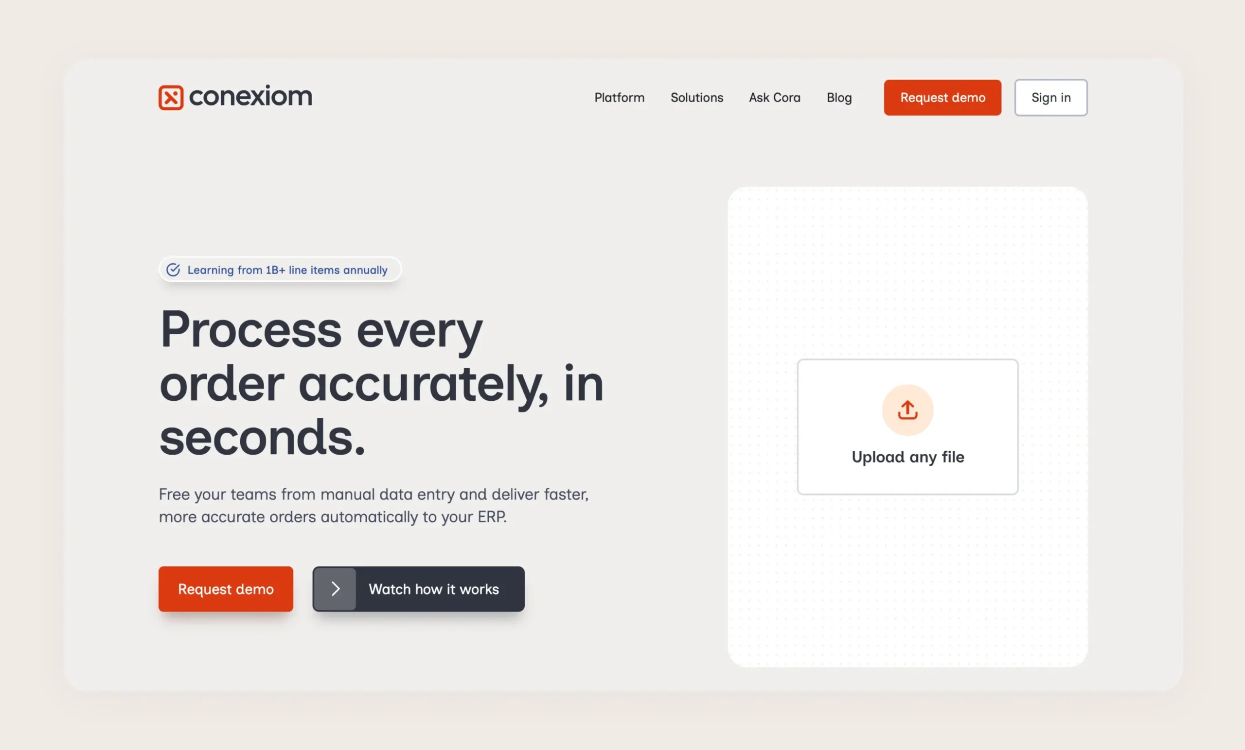 Conexiom AI order automation for industrial manufacturers and distributors