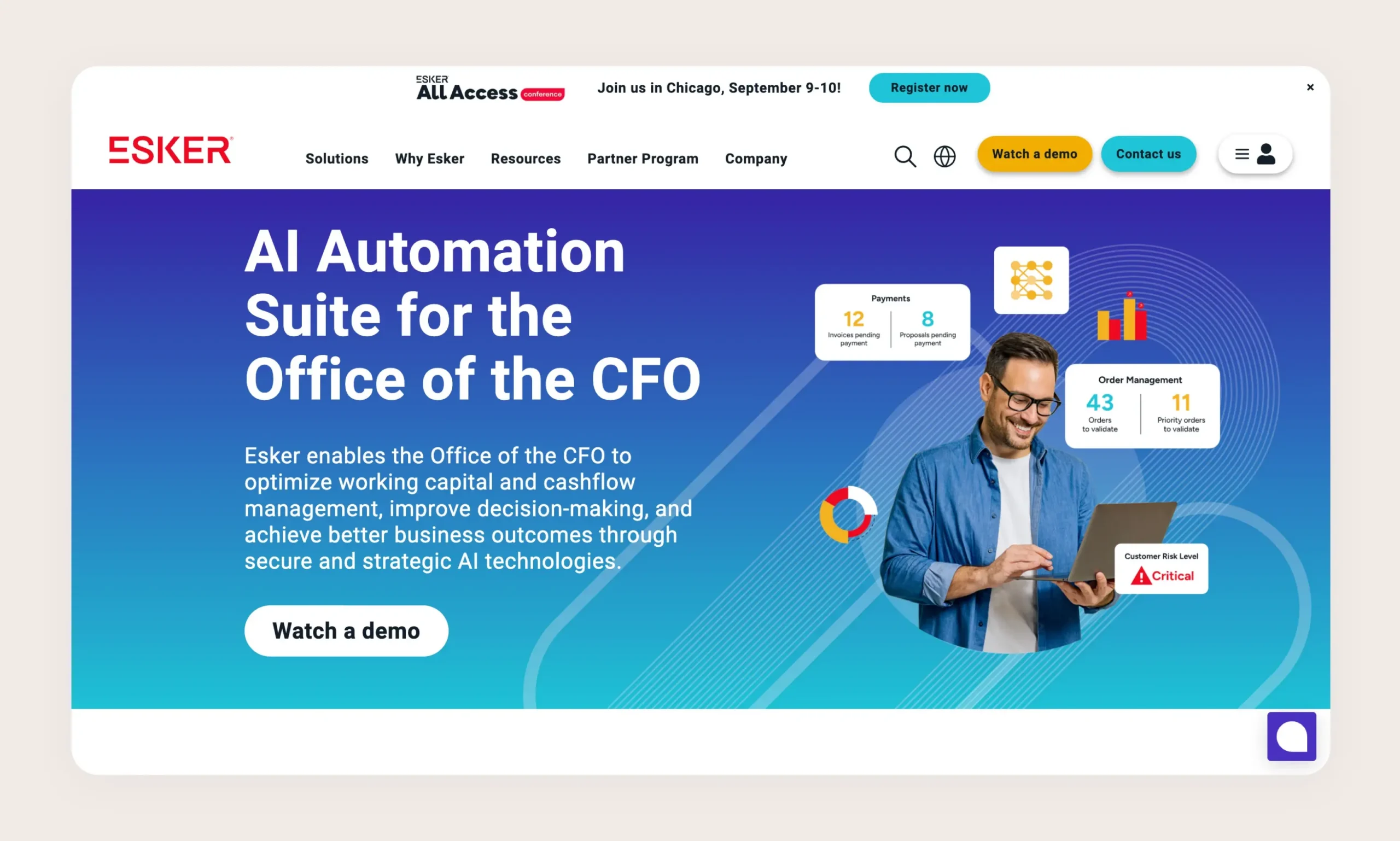 Esker AI order management automation for enterprise customer service teams